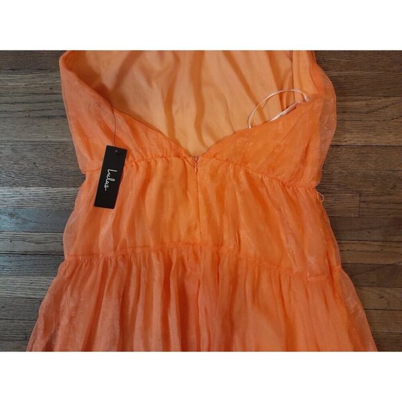 New Lulus Tiers to Style Orange Tiered Halter Maxi Dress Size L - Picture 9 of 11